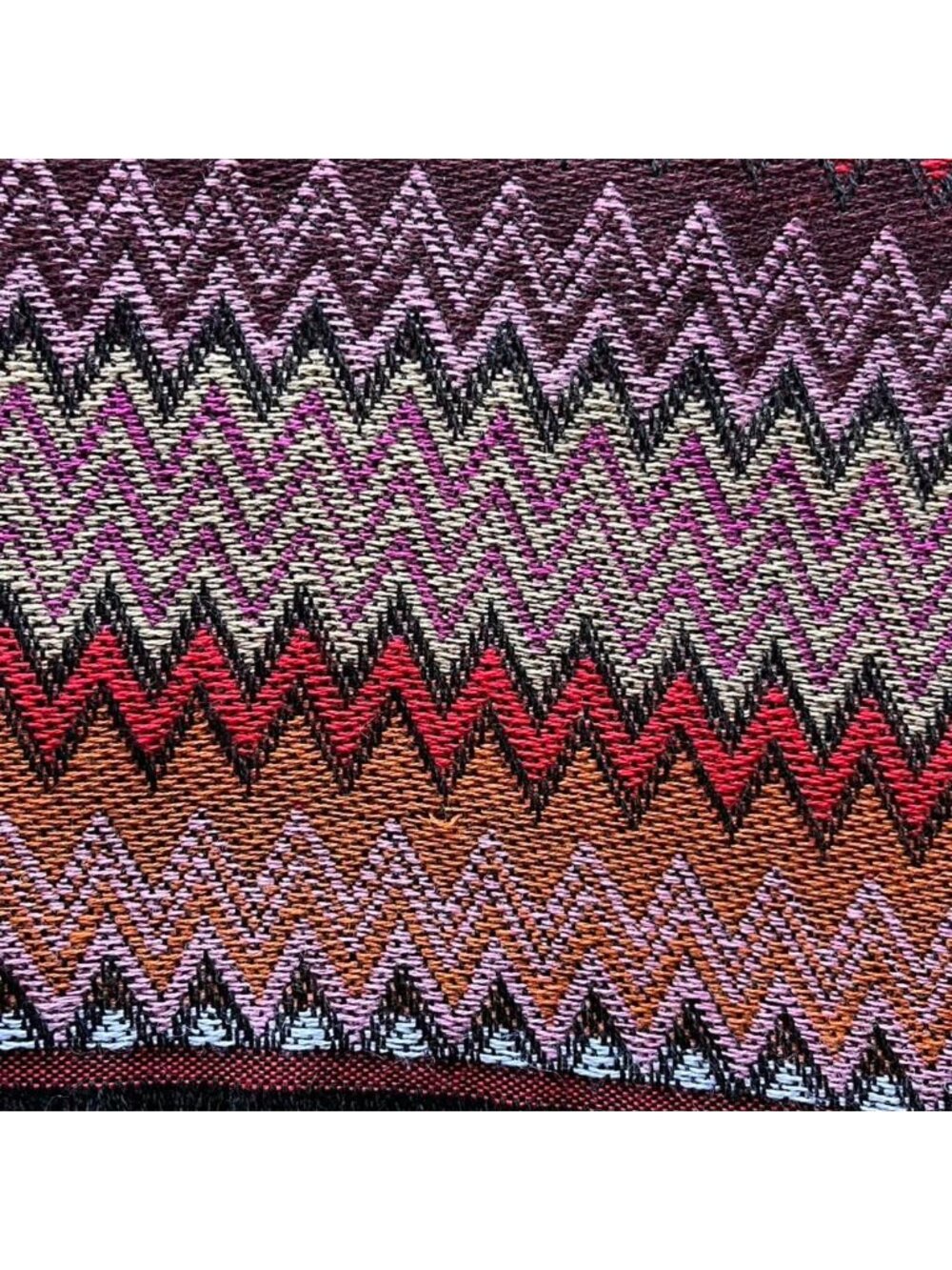 Missoni Italian Scarf Red Purple Zigzag Geometric Boho Wool Blend Chic Elegant - Picture 4 of 6